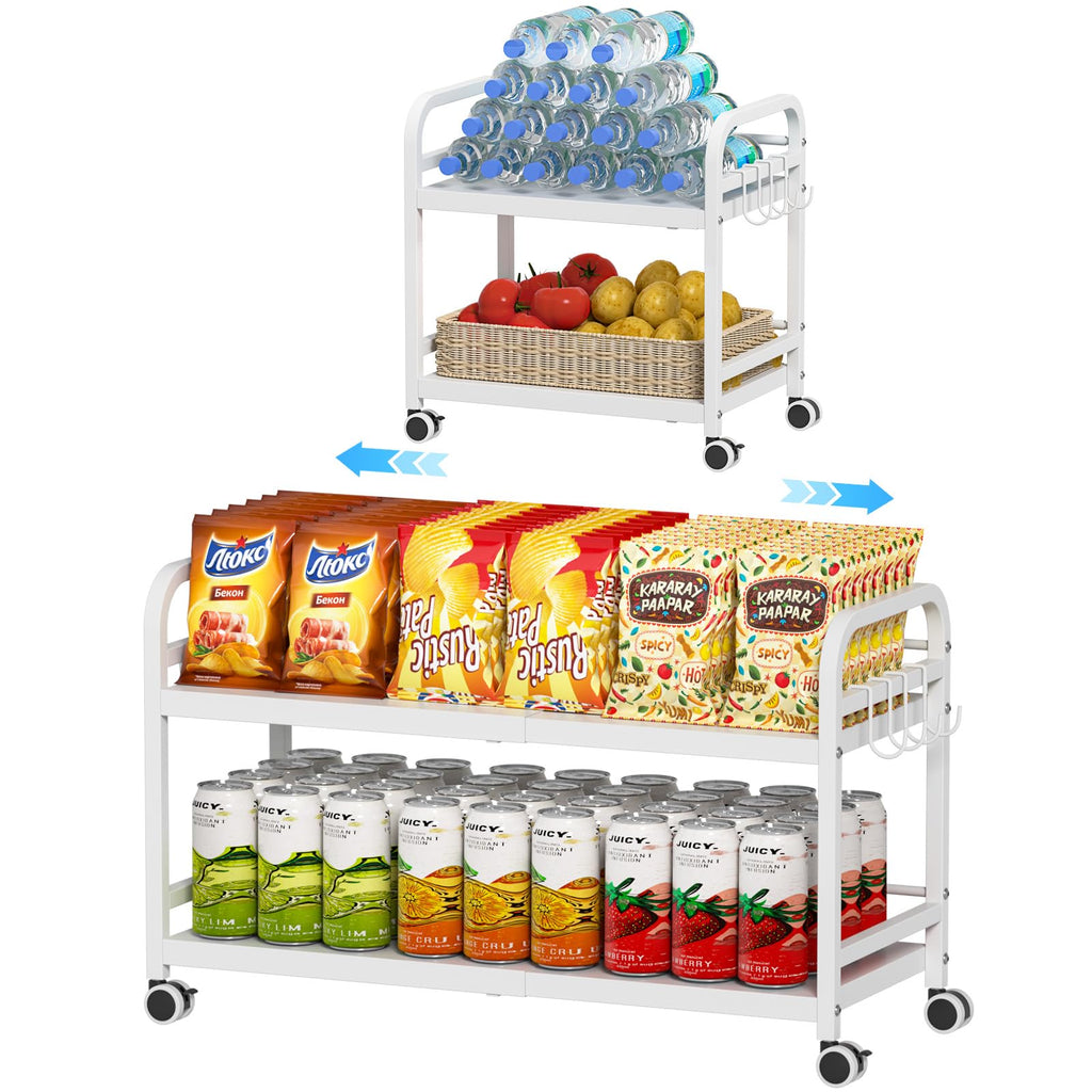 2-Tier Expandable Rolling Cart with Wheels J799