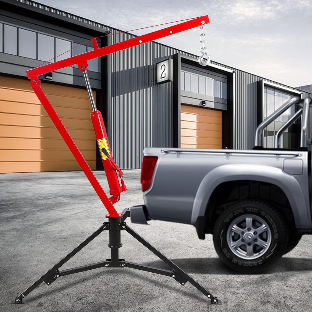 Hydraulic Hitch Mounted Pickup Truck Crane, 1000 Lbs Capacity, 360° Swivel, Red C396278