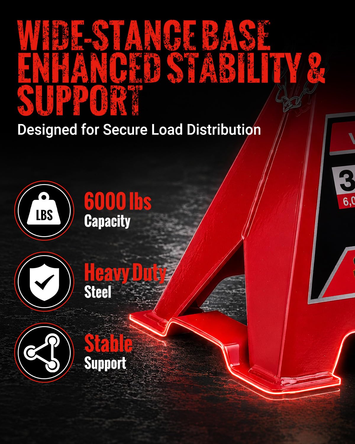3 Ton Jack Stands with Double Lock, 1 Pair H14450