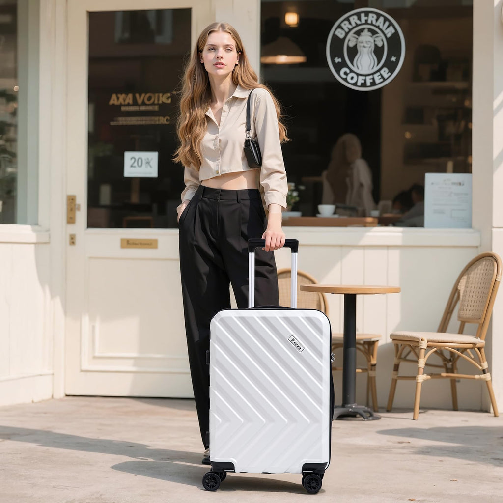 3 Piece White Carry On Luggage Set E856513
