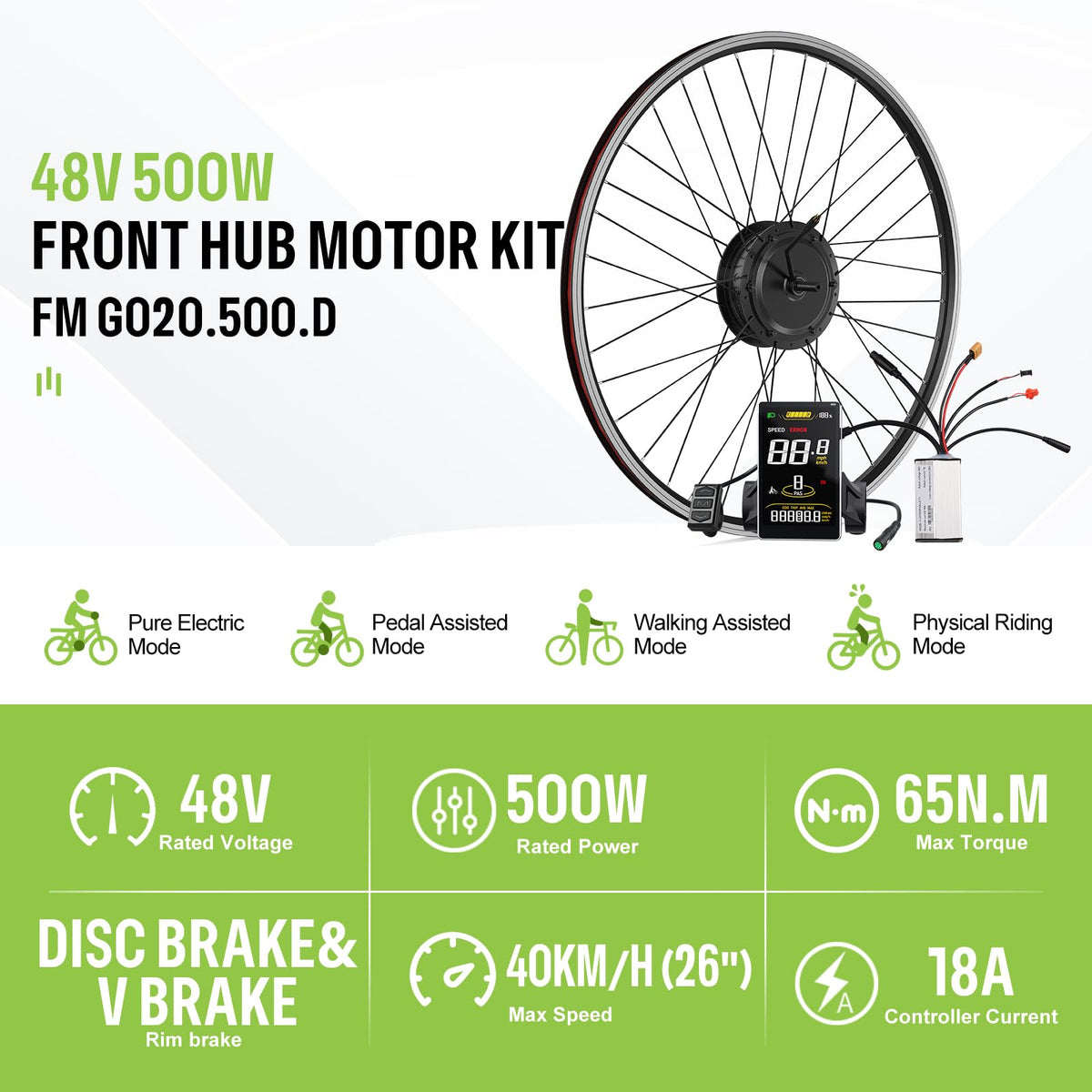 48V 500W Front Wheel Electric Bike Conversion Kit M77934
