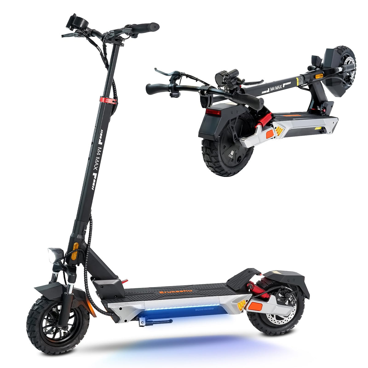 Electric Scooter 1600/4000/6000W Motor 50 Miles Range 10" Off Road Tire Folding E-Scooter with Detachable Seat N438