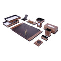 14 Piece Leather Wood Desk Organizer Set V312997