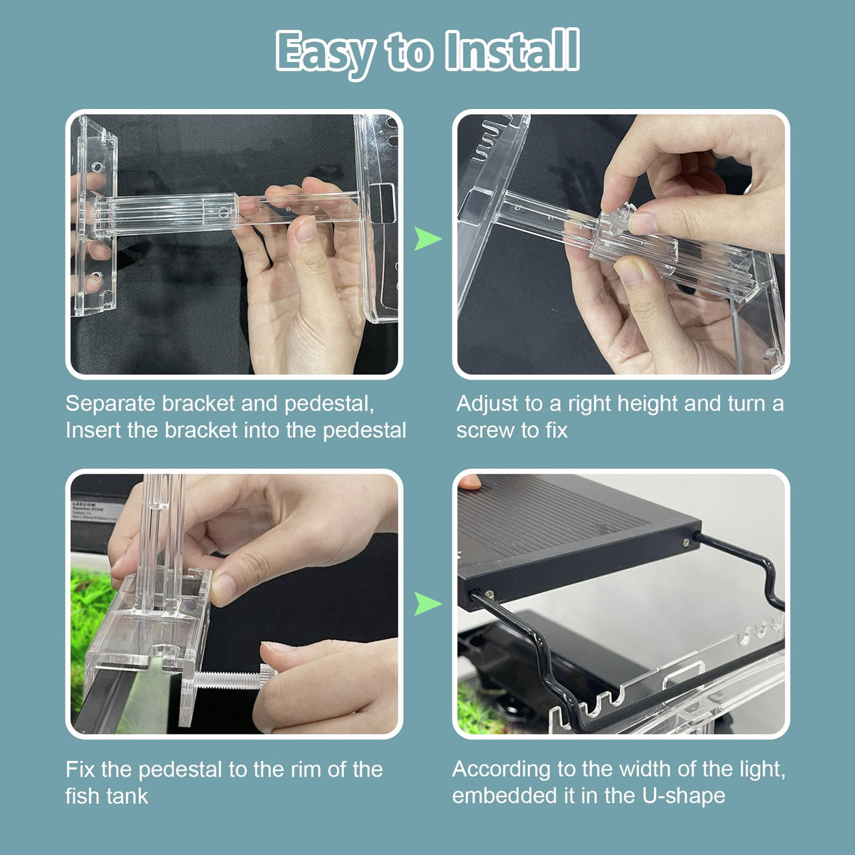 Adjustable Clear Acrylic Aquarium Light Riser Stand 2pcs Y2901