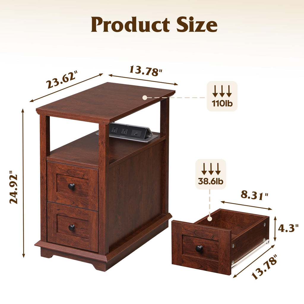 End Table with Charging Station & 2 Drawers H469343