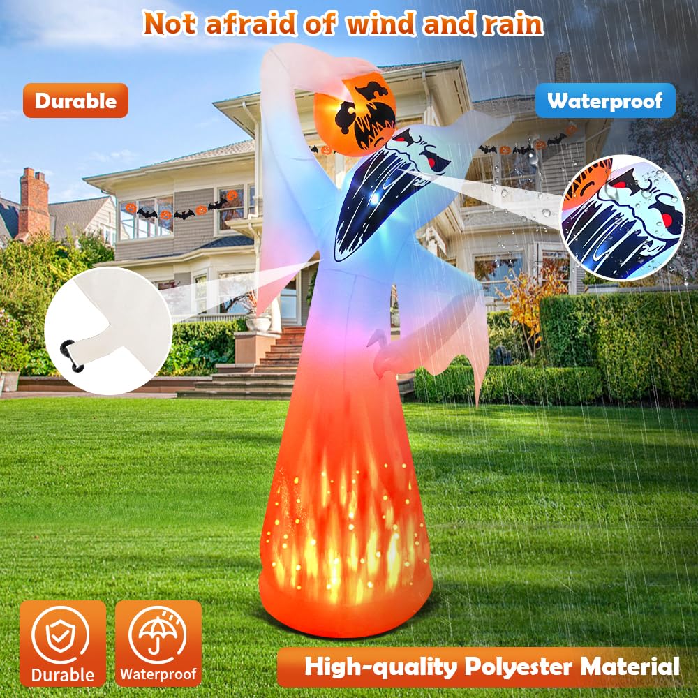 10 FT Halloween Inflatable Ghost with Pumpkin Y147