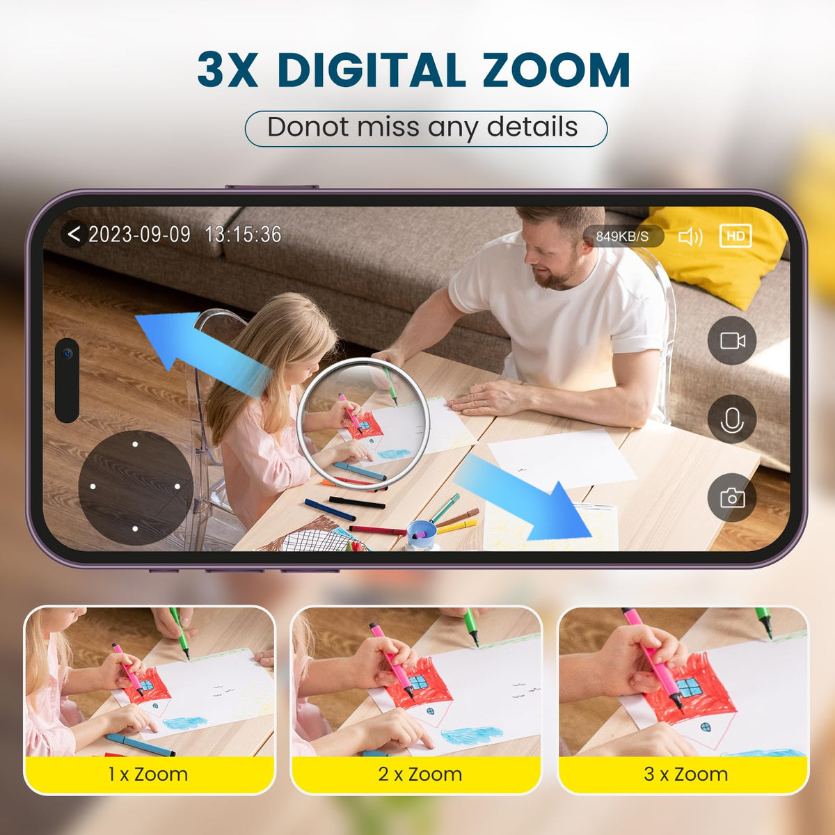 2K Indoor Security Camera with Night Vision U987
