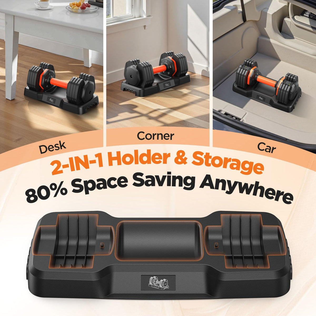 Adjustable Dumbbell Set of 2 with Storage Box W302