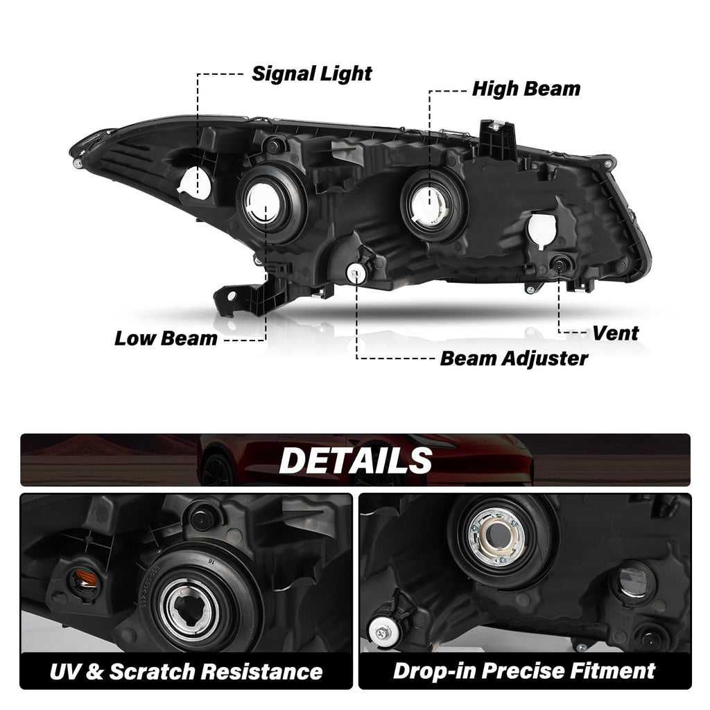 Headlight Assembly Replacement Chrome Housing with Amber Reflector H488518