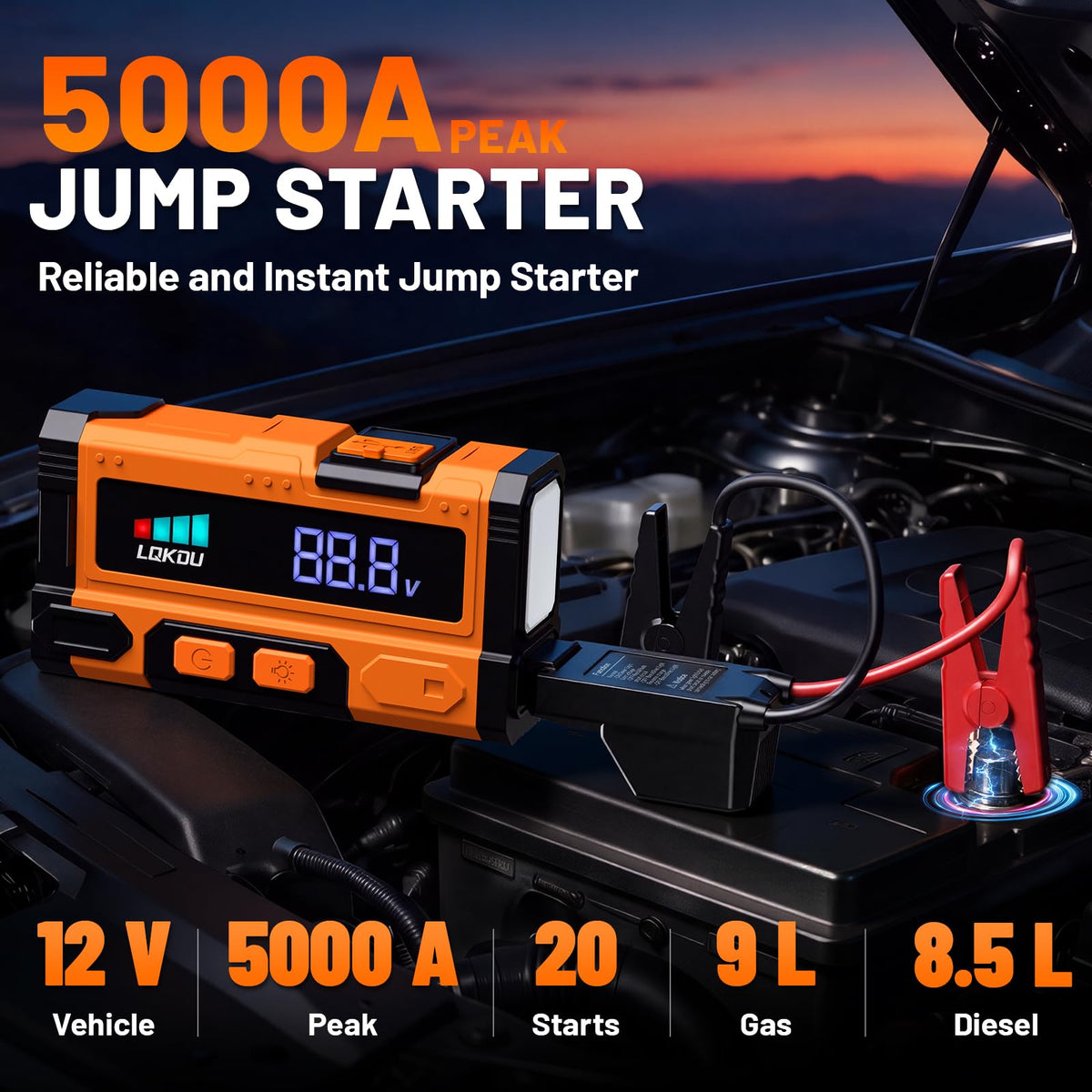5000A 12V Portable Lithium Jump Starter O735