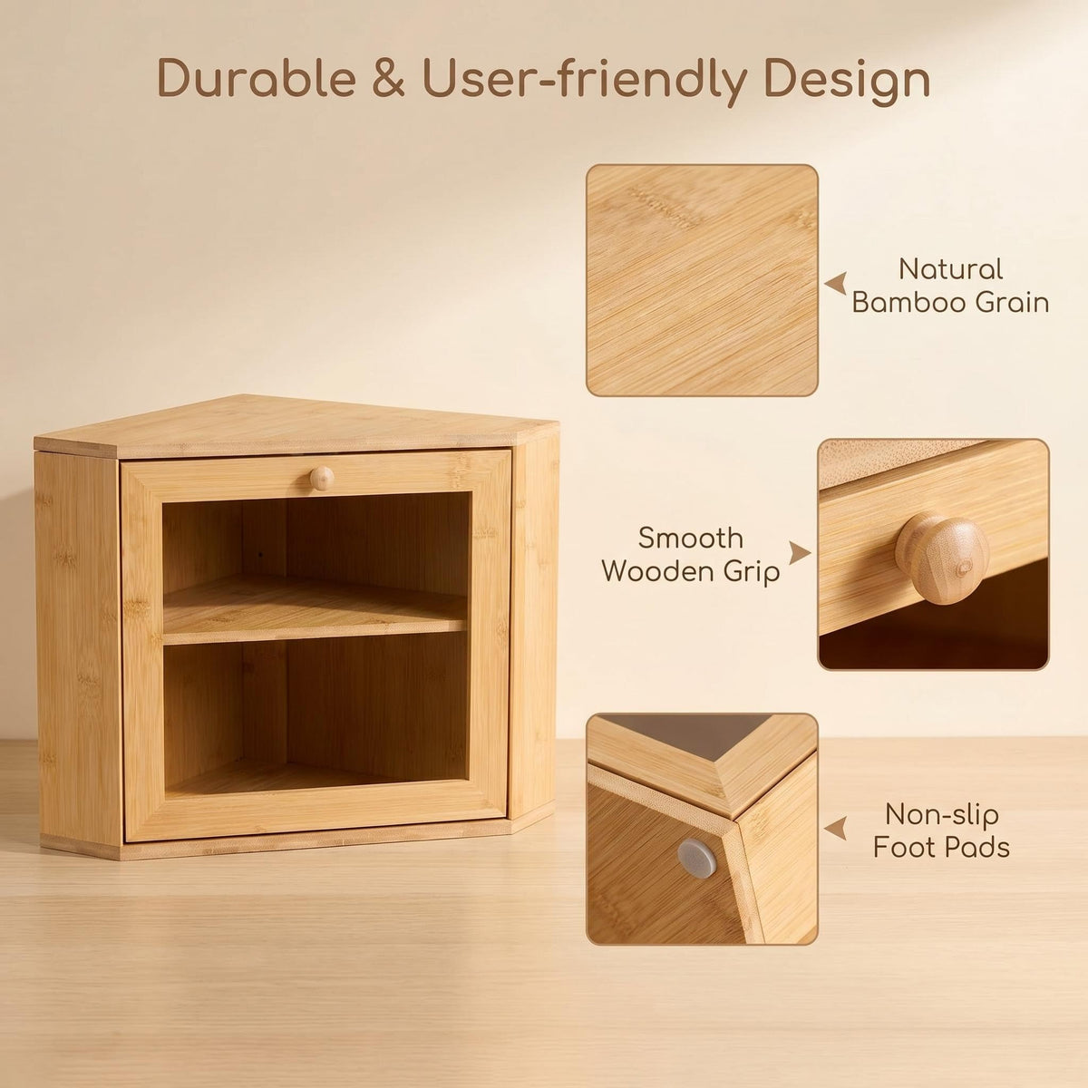 Bamboo 2 Tier Corner Bread Box C406