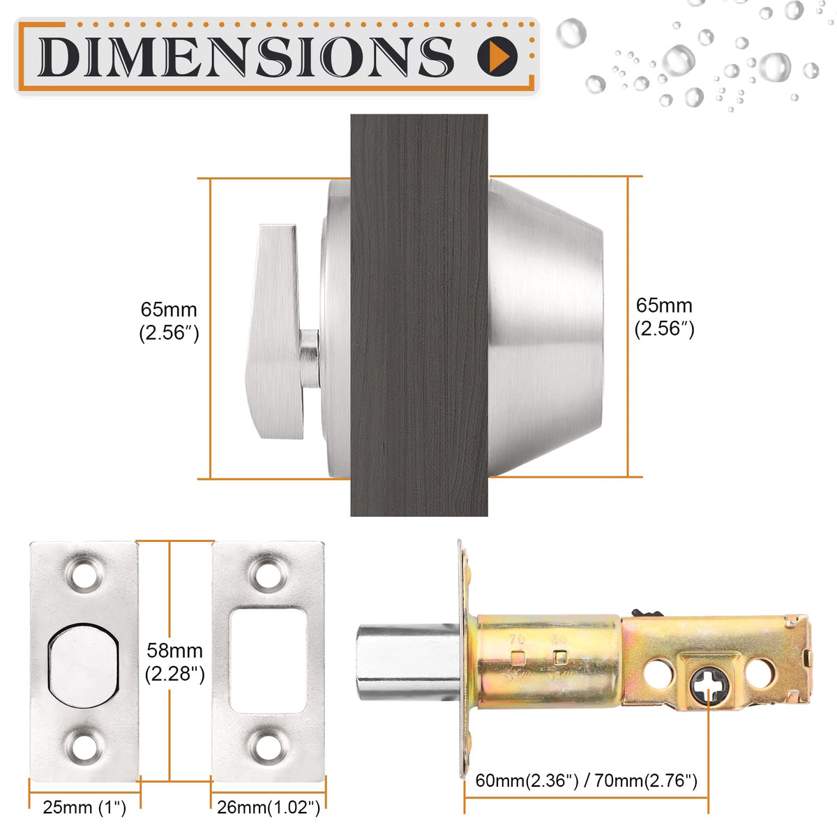 4 Pack Brushed Nickel Single Cylinder Deadbolts D1718