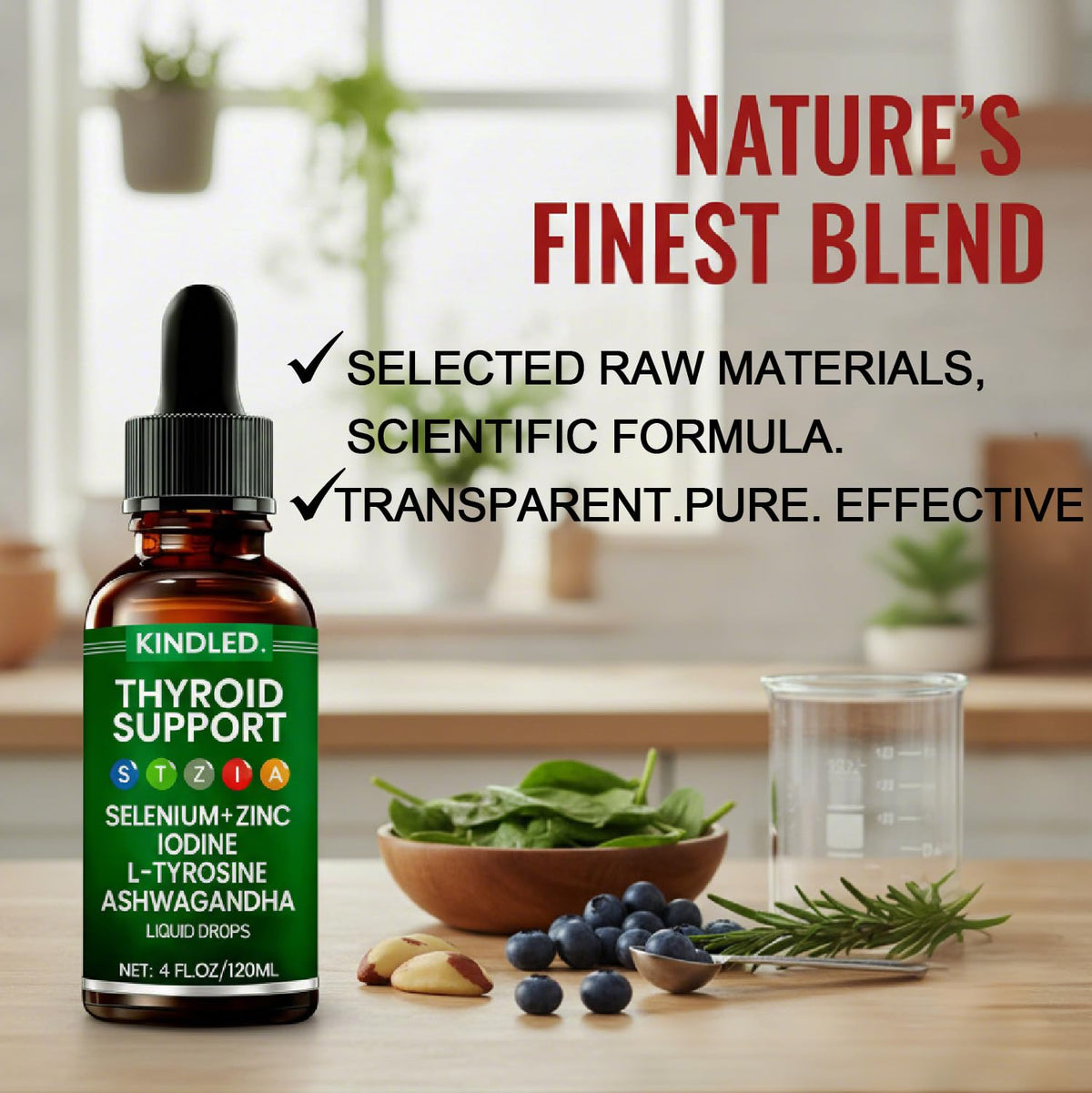 Thyroid Support Drops Selenium Zinc Iodine L-Tyrosine Ashwagandha Liquid Drops 4 FL.OZ R3038