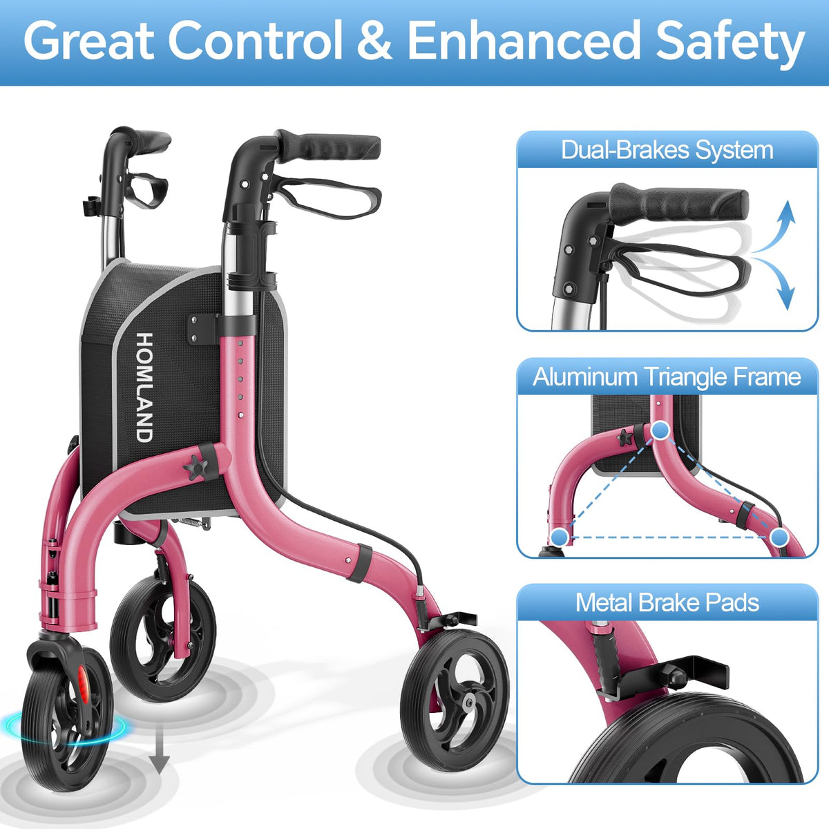 Foldable 3 Wheel Walkers Y308