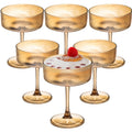 Set of 6 Amber Ribbed Coupe Cocktail Glasses D448