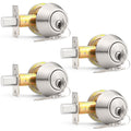 4 Pack Brushed Nickel Single Cylinder Deadbolts D1718