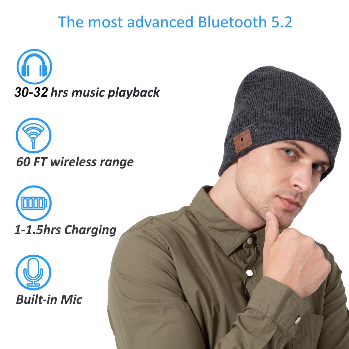 Bluetooth Knit Winter Cap with Microphone L915