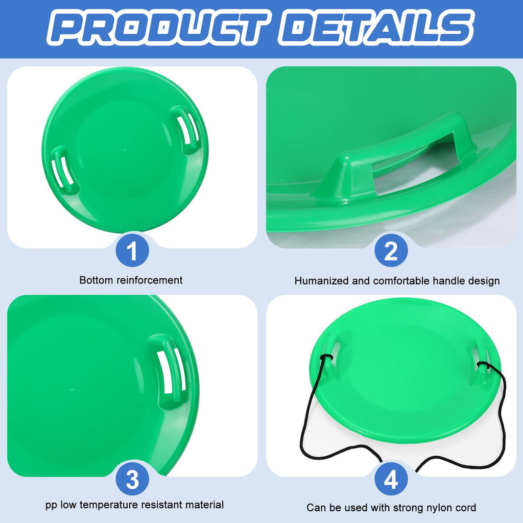 23.6 Inch Round Plastic Snow Saucer Sled with Handles T184537