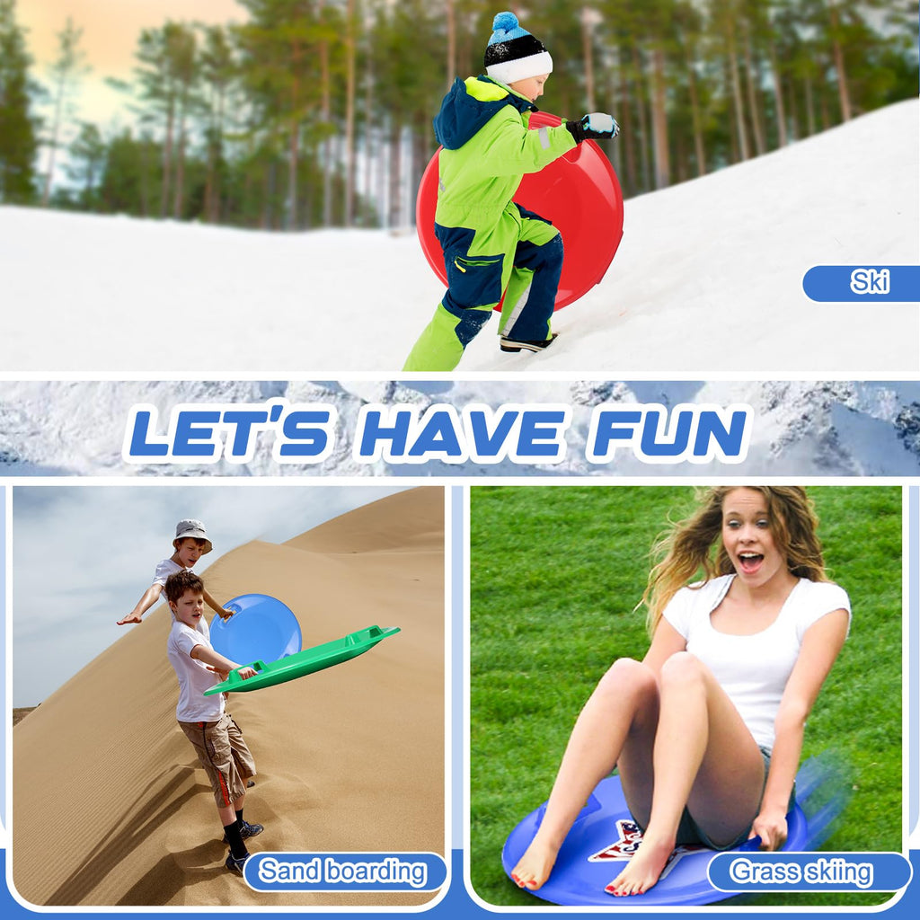 23.6 Inch Round Plastic Snow Saucer Sled with Handles T184537