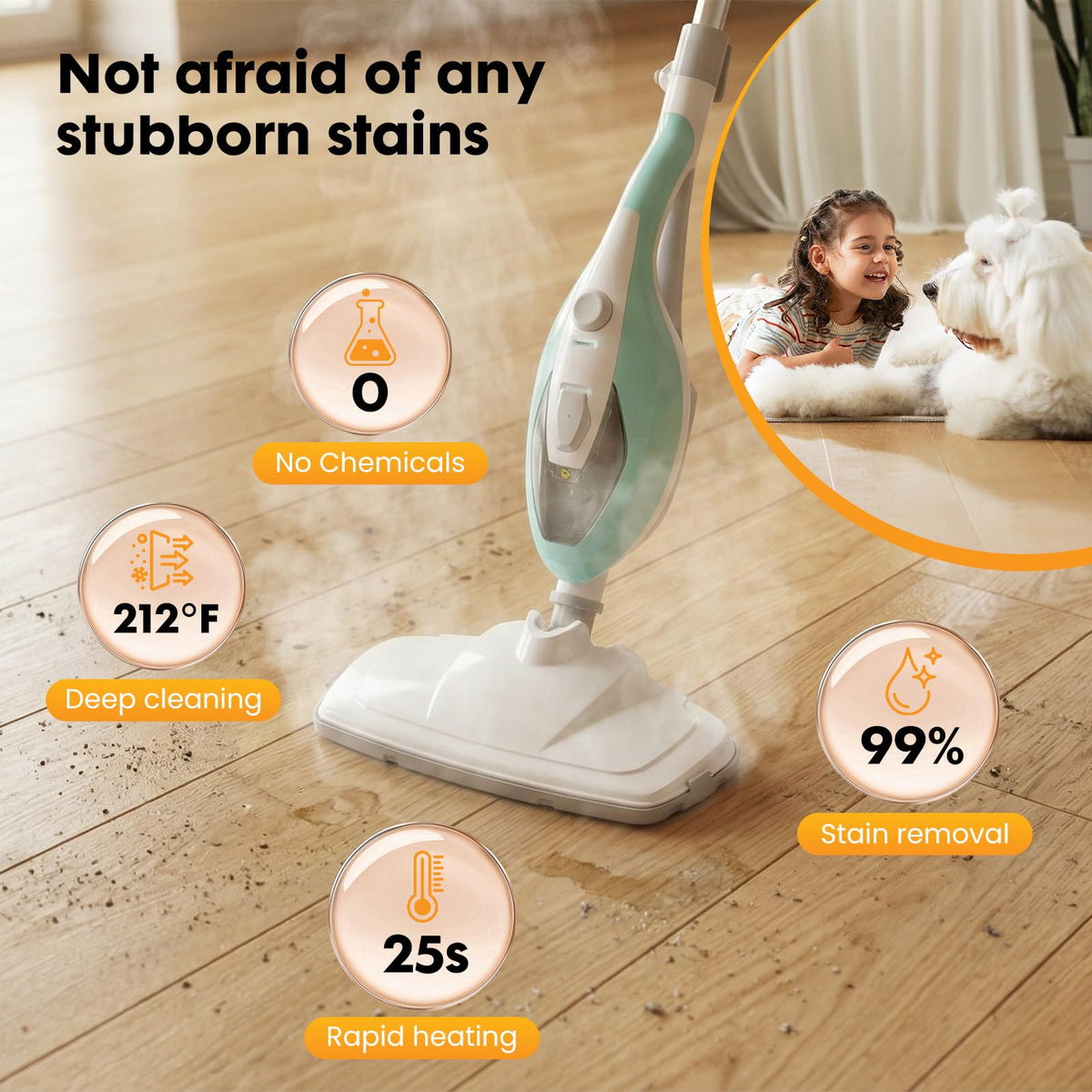 14-in-1 Steam Mop Detachable Handheld Steam Cleaner with 2 Washable Pads W637