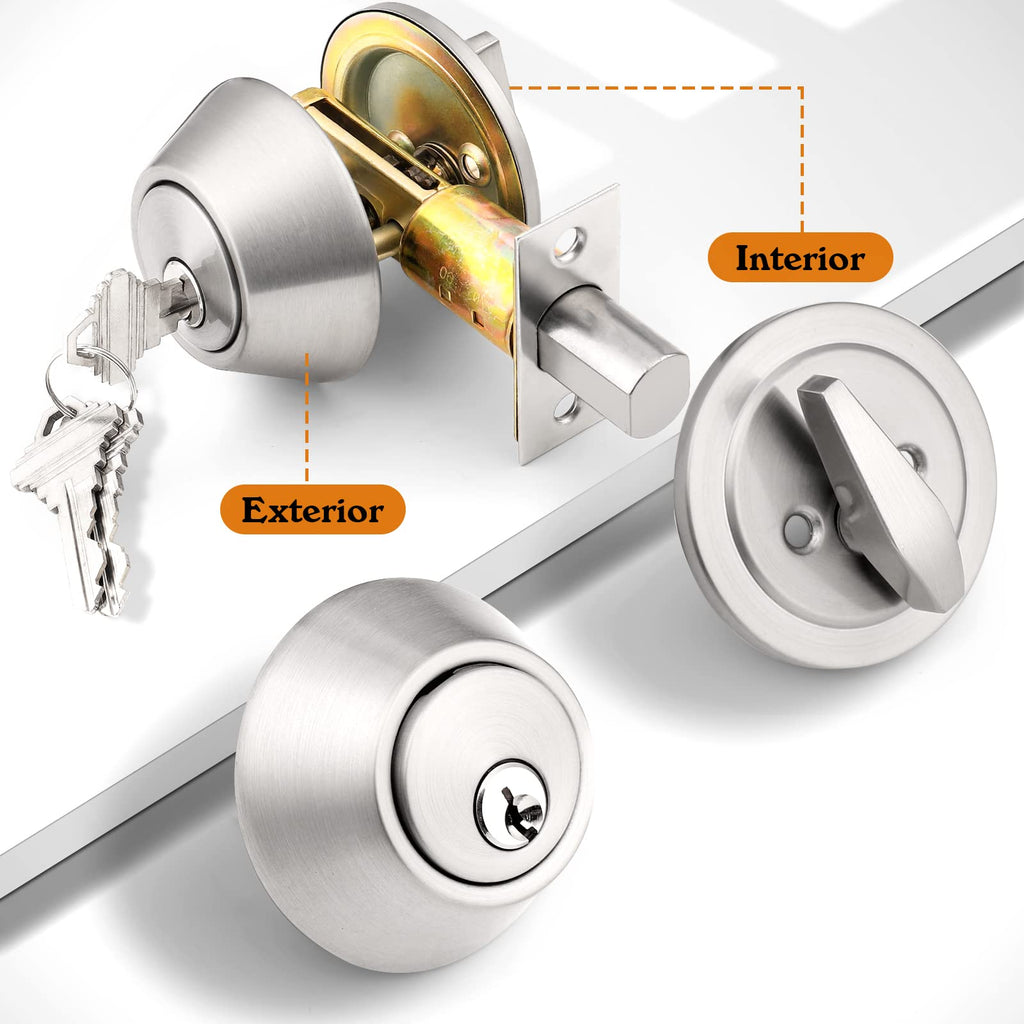 4 Pack Brushed Nickel Single Cylinder Deadbolts D1718