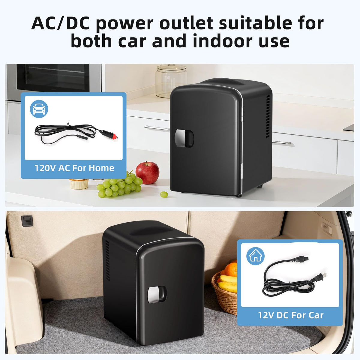 4L 6 Can Portable Mini Fridge Black O769662