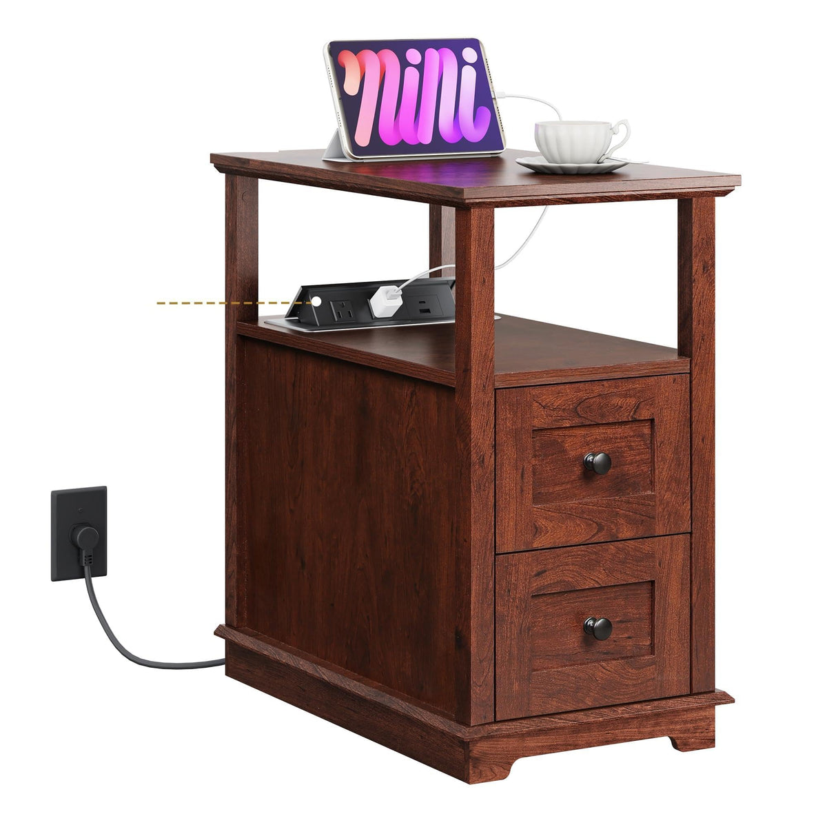 End Table with Charging Station & 2 Drawers H469343