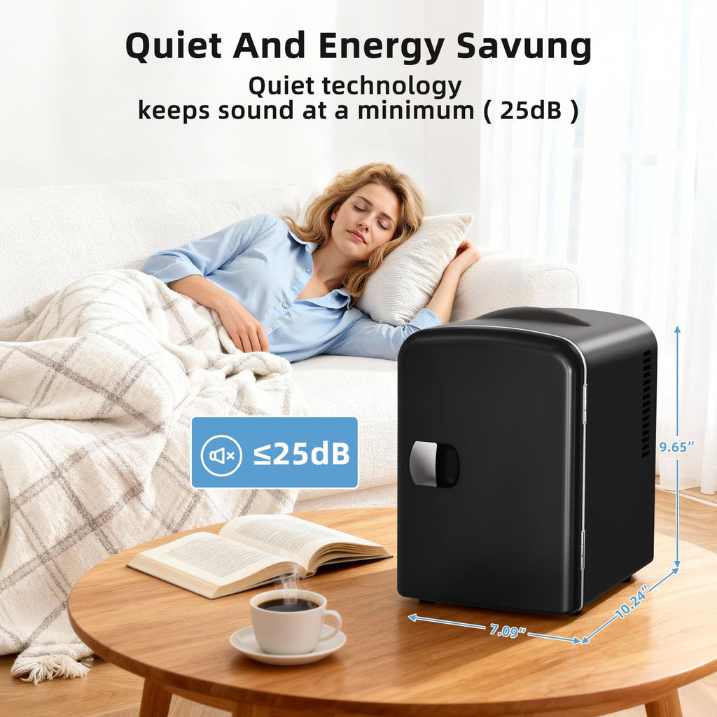 4L 6 Can Portable Mini Fridge Black O769662