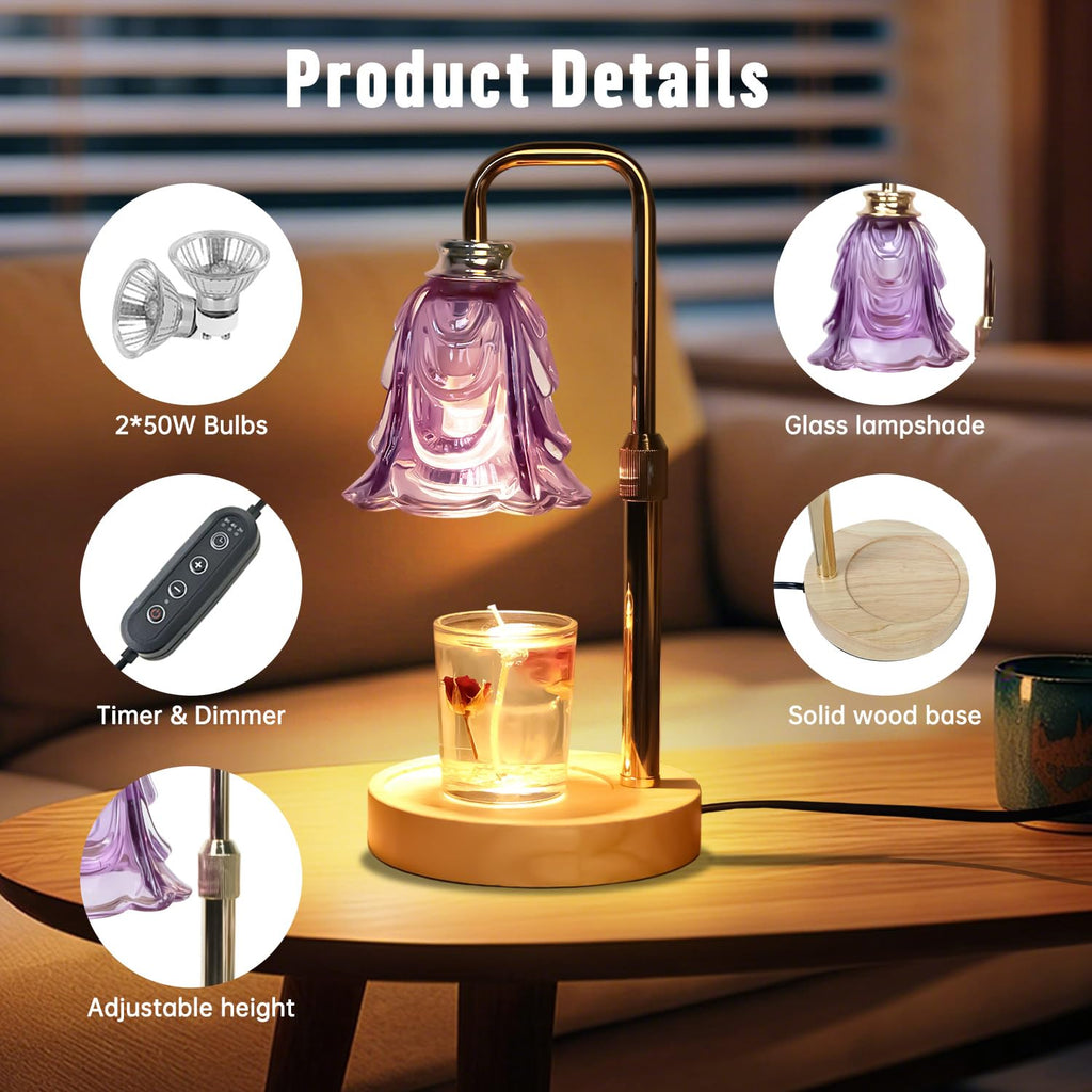 Adjustable Height Dimmable Candle Warmer Lamp with Timer C4208