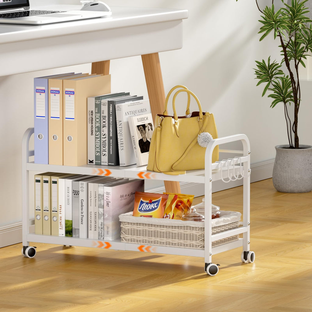 2-Tier Expandable Rolling Cart with Wheels J799