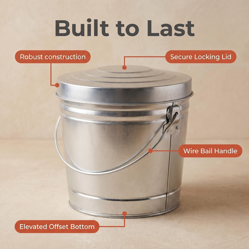 6 Gallon Galvanized Steel Storage Container with Locking Lid O57608