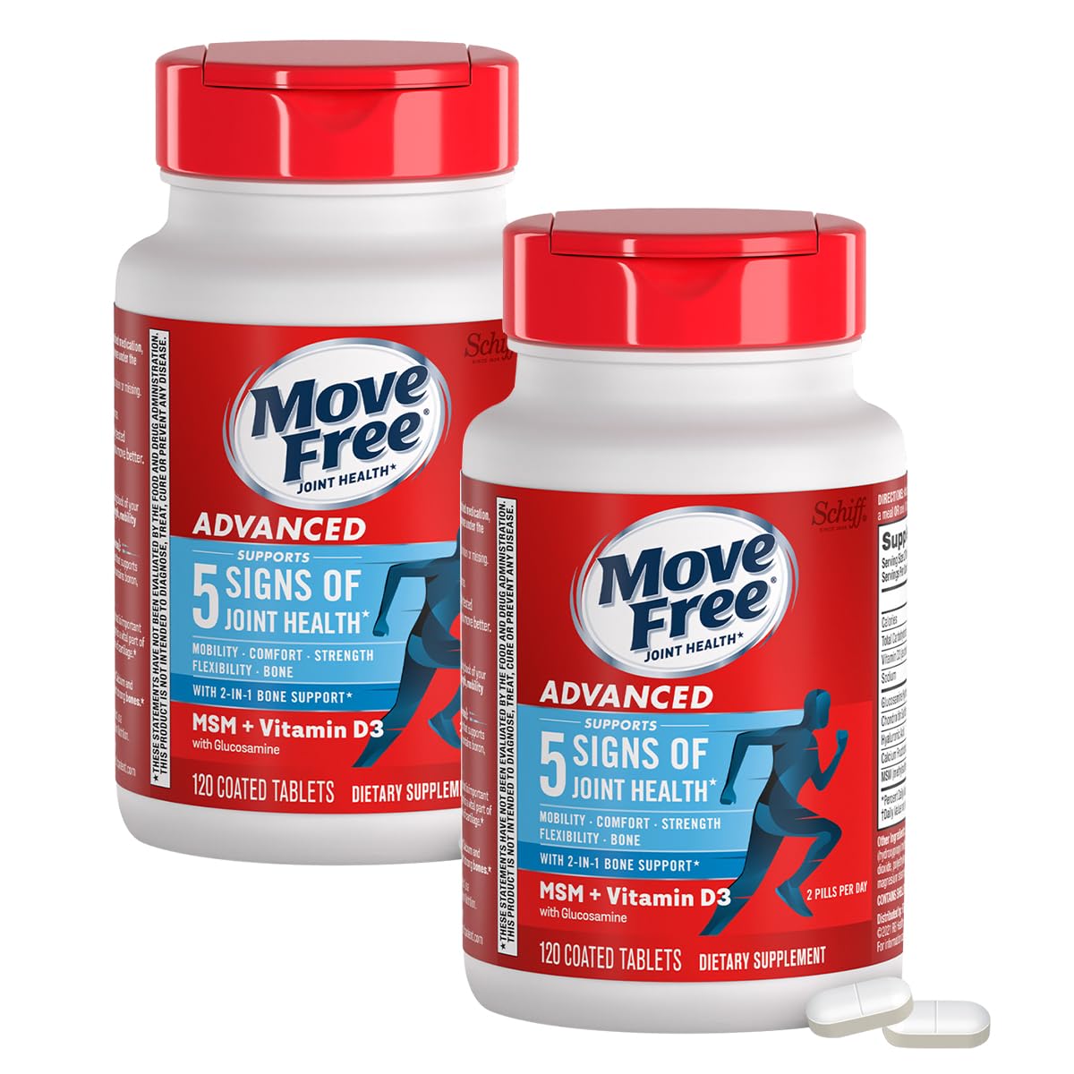 Glucosamine Chondroitin MSM Vitamin D3 Joint Support Supplement 120 Tablets 2 Pack U911744
