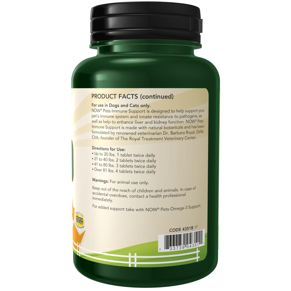 Immune Support Supplement for Cats & Dogs 90 Chewable Tablets Y6771