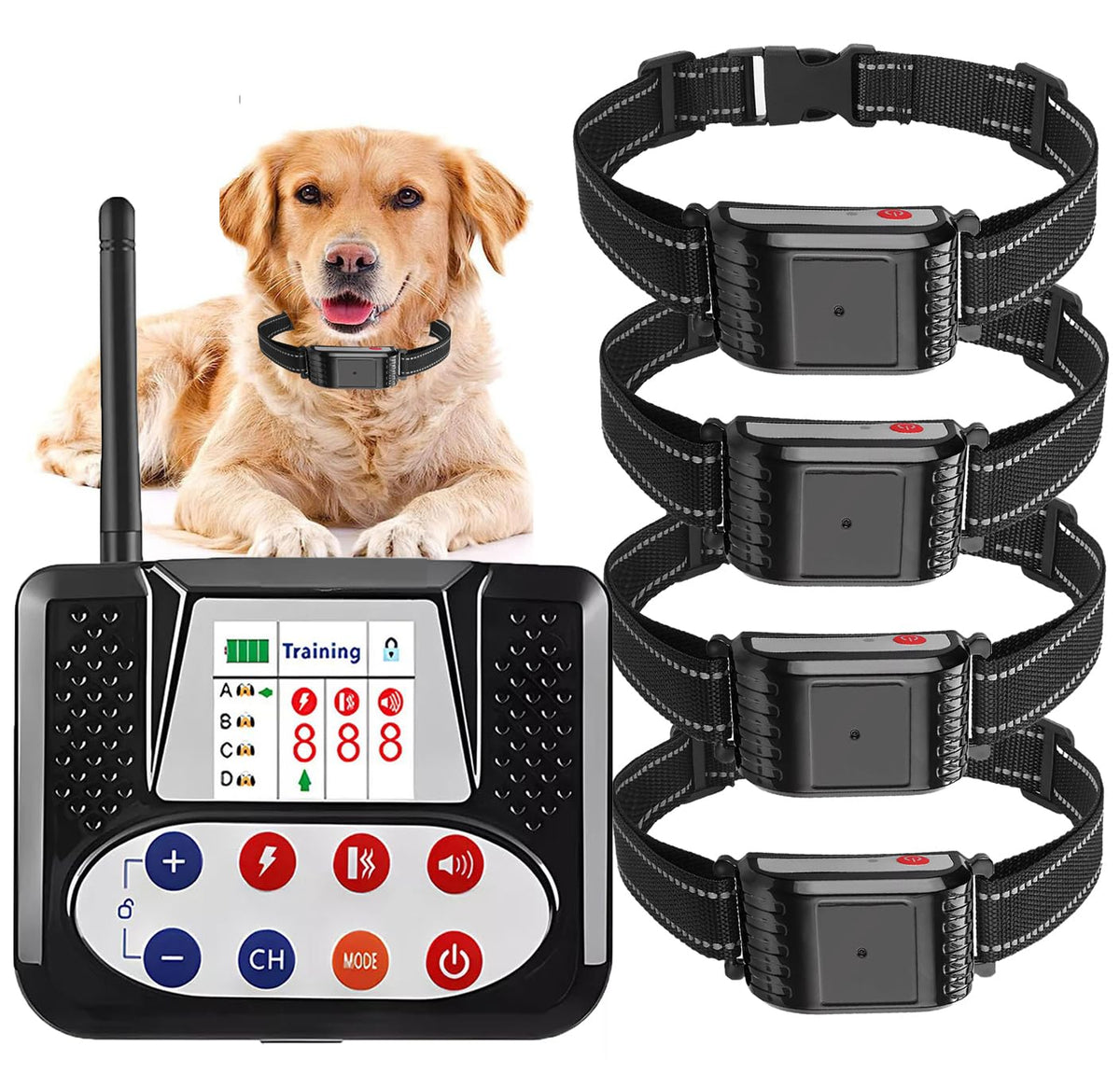 Wireless Electric Dog Fence & Training Collar 2-in-1, Waterproof Rechargeable, Up to 8 Acre E1469