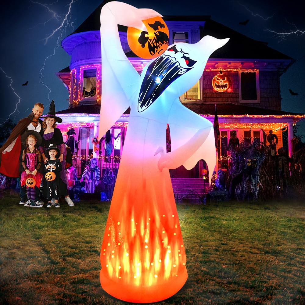 10 FT Halloween Inflatable Ghost with Pumpkin Y147
