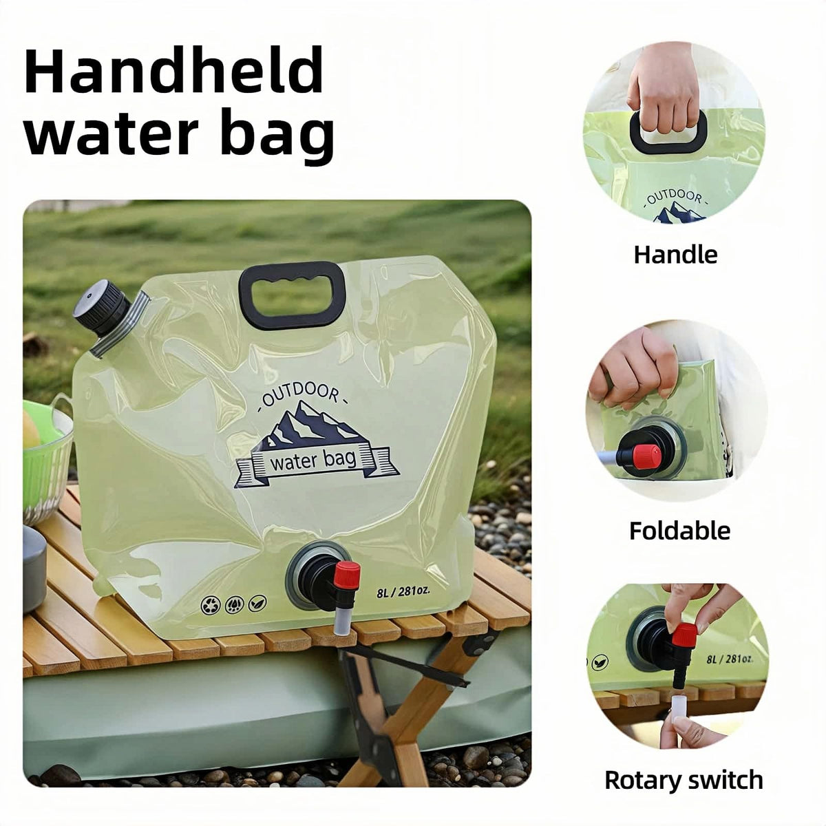 8L Collapsible BPA-Free Water Jug with Adjustable Faucet V127
