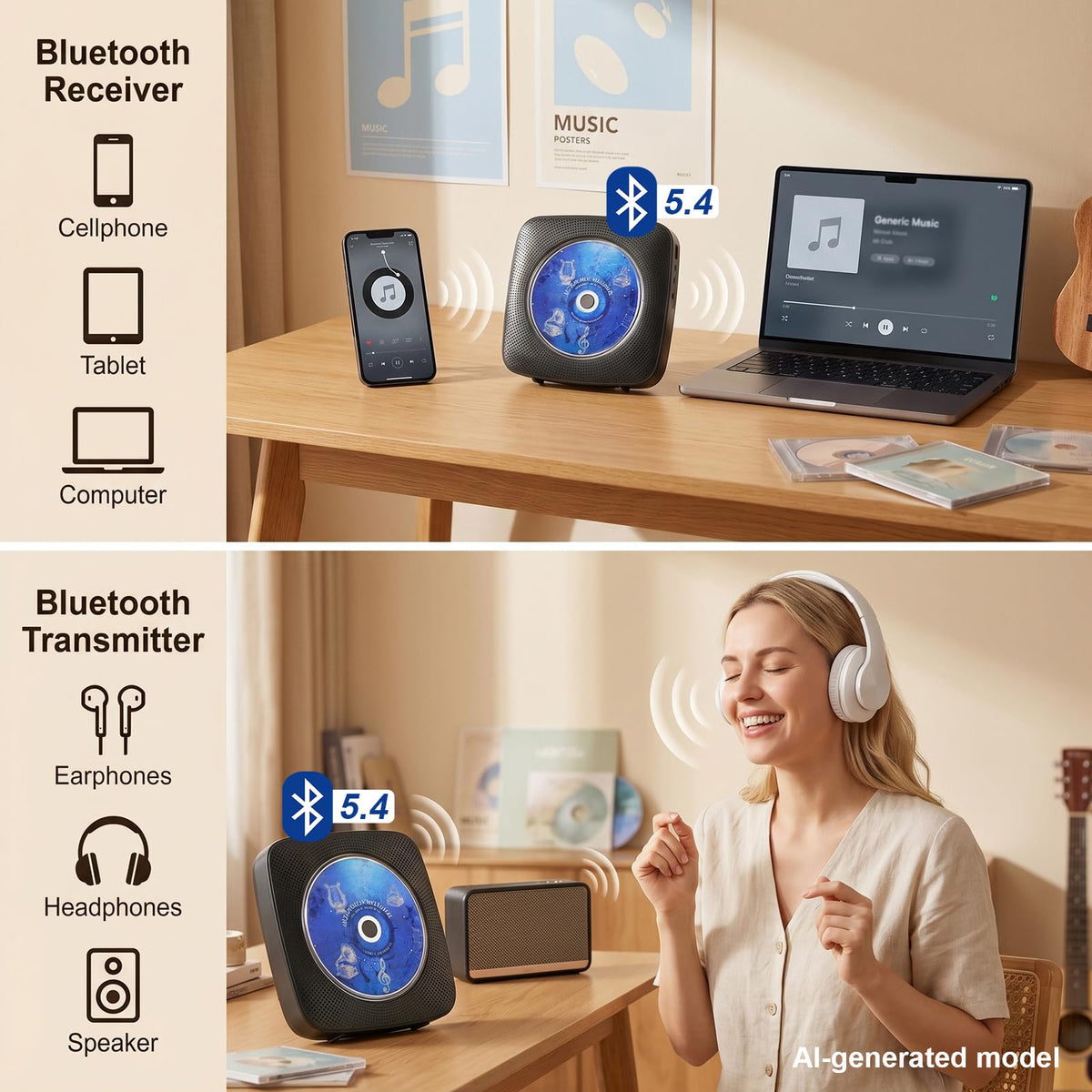 Portable Bluetooth CD Player S22734