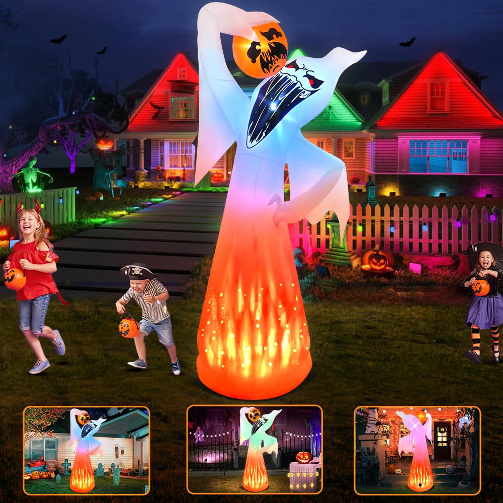 10 FT Halloween Inflatable Ghost with Pumpkin Y147