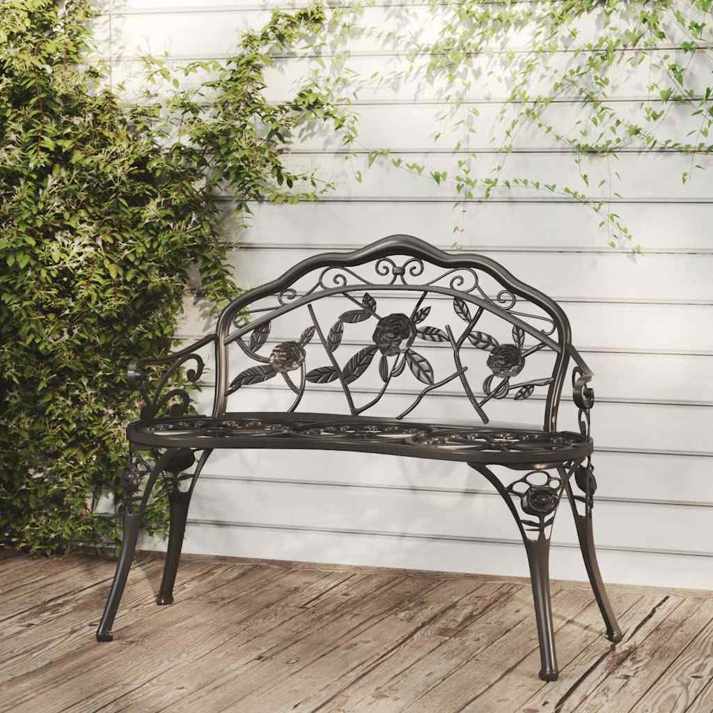 Cast Aluminum Black Patio Bench C36334