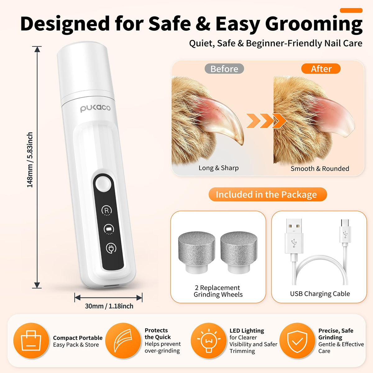 Electric Dog Nail Grinder with LED Light G788981