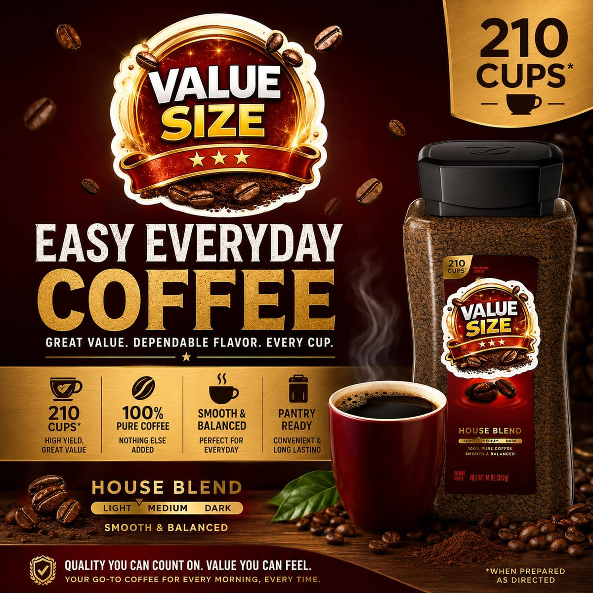 Instant Coffee 14oz Plastic Jar 2 Count Q985