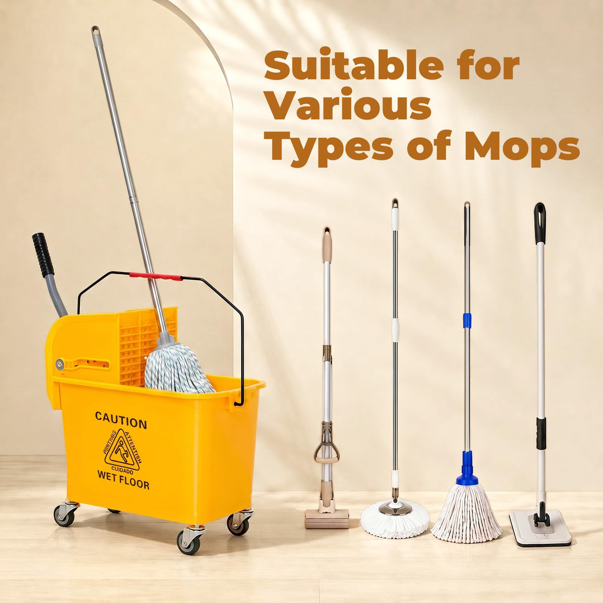Yellow 21 Quart Mop Bucket with Wheels Z92674