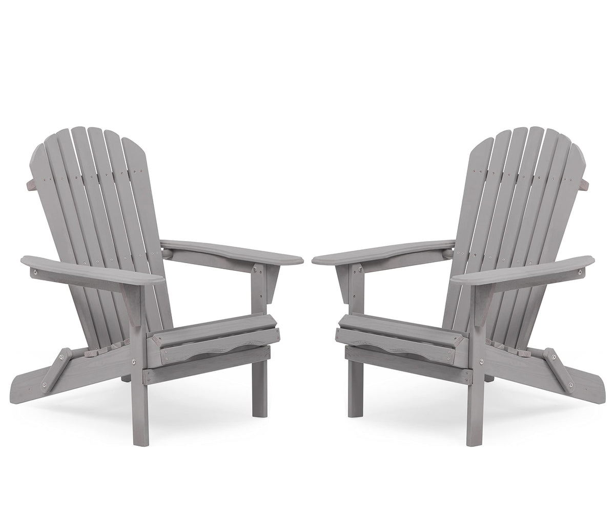 Wooden Folding Adirondack Chair Set of 2 Solid Cedar A106