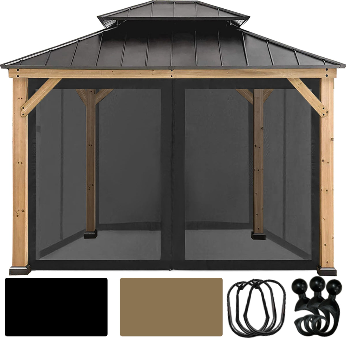 10' x 10' Gazebo Canopy Mosquito Netting Sidewalls N42242