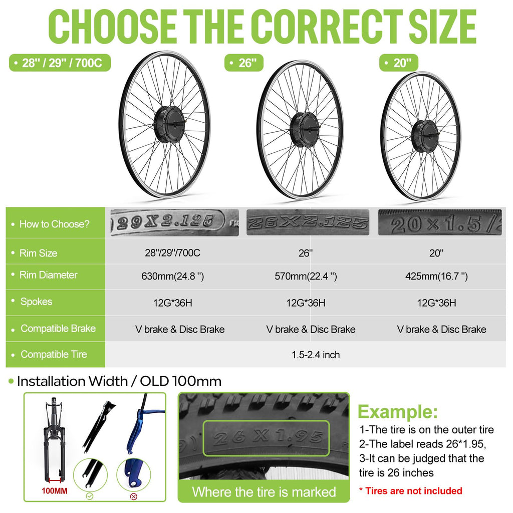 48V 500W Front Wheel Electric Bike Conversion Kit M77934