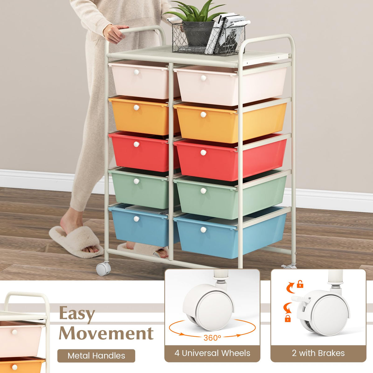 10 Drawers Rolling Storage Cart B95890