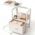 White Night Stand with Charging Station & Swivel Top N811