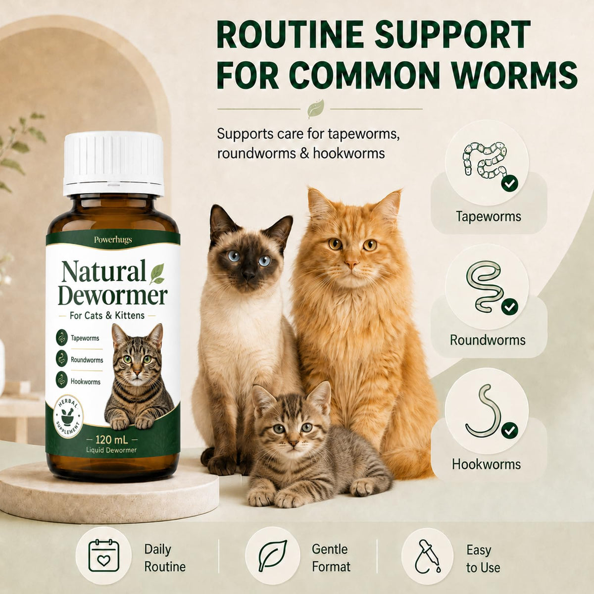 Broad Spectrum Cat Dewormer for Tapeworm, Roundworm & Hookworm U136