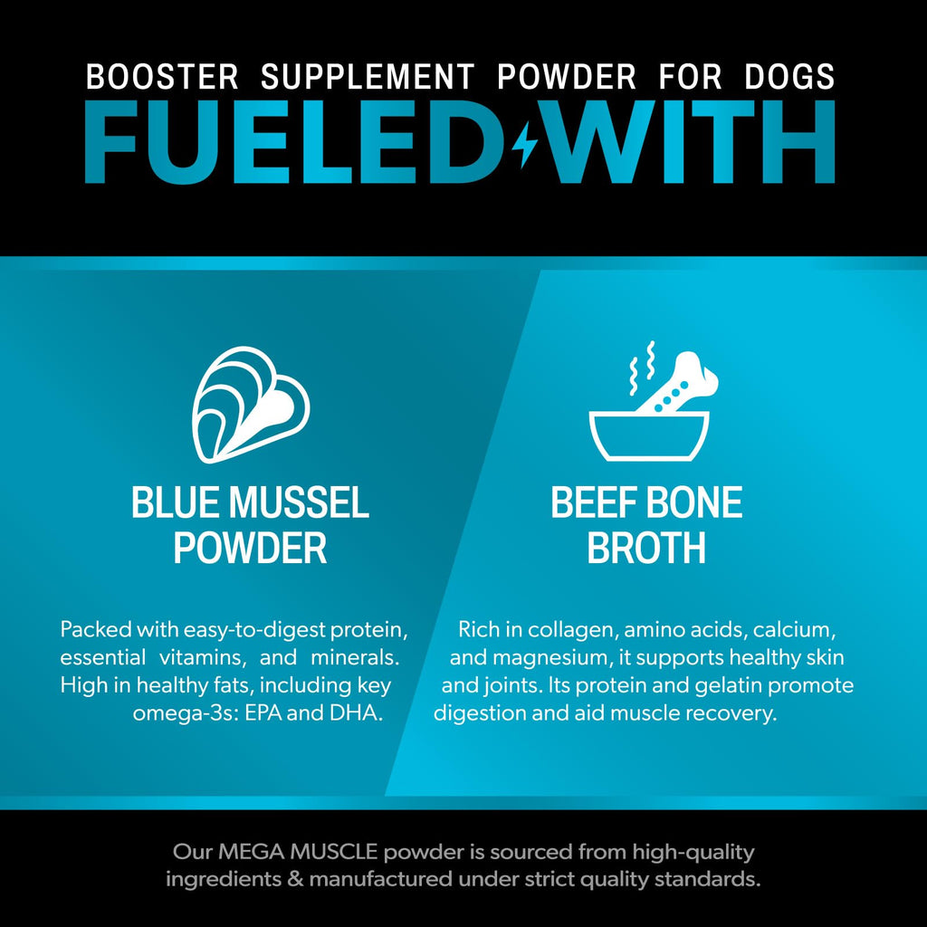 Dog Muscle Support Powder Blue Mussel Bone Broth Food Topper 3.2 oz G421