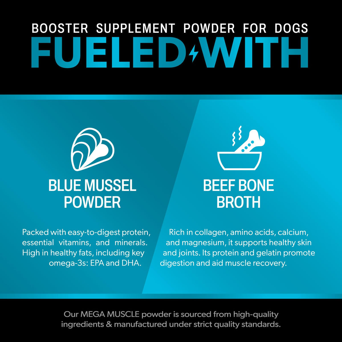 Dog Muscle Support Powder Blue Mussel Bone Broth Food Topper 3.2 oz G421